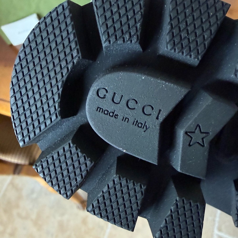 Gucci Calfskin Sylvie Web lace up combat boots - Picture 6 of 8